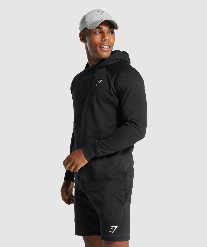 Men's Gymshark Crest Hoodie Black | NZ 1NHTYC